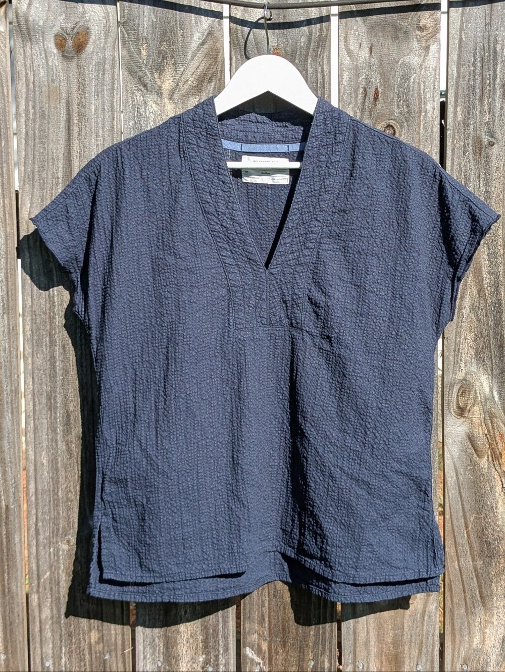 REI Medium Norseland Woven Popover V-neck Shirt Raime/Cotton Boxy Blue - Picture 3 of 10